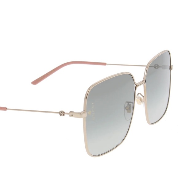Gucci Women's Sunglasses GG0443S 001 Gold /Gradient Lens Square 60mm - Picture 2 of 2